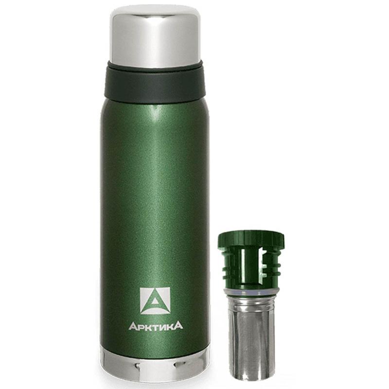 Термос Арктика 106-900С с узким горлом и ситечком зеленый