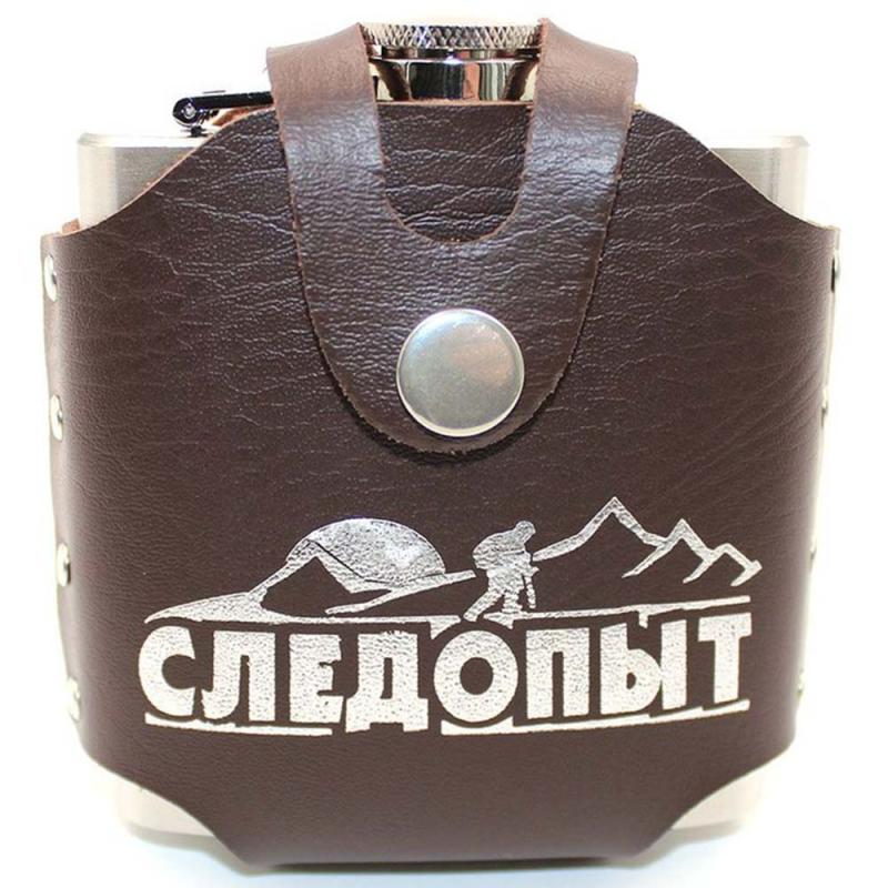 Фляжка Следопыт Freezly в кожаном чехле 180 мл.